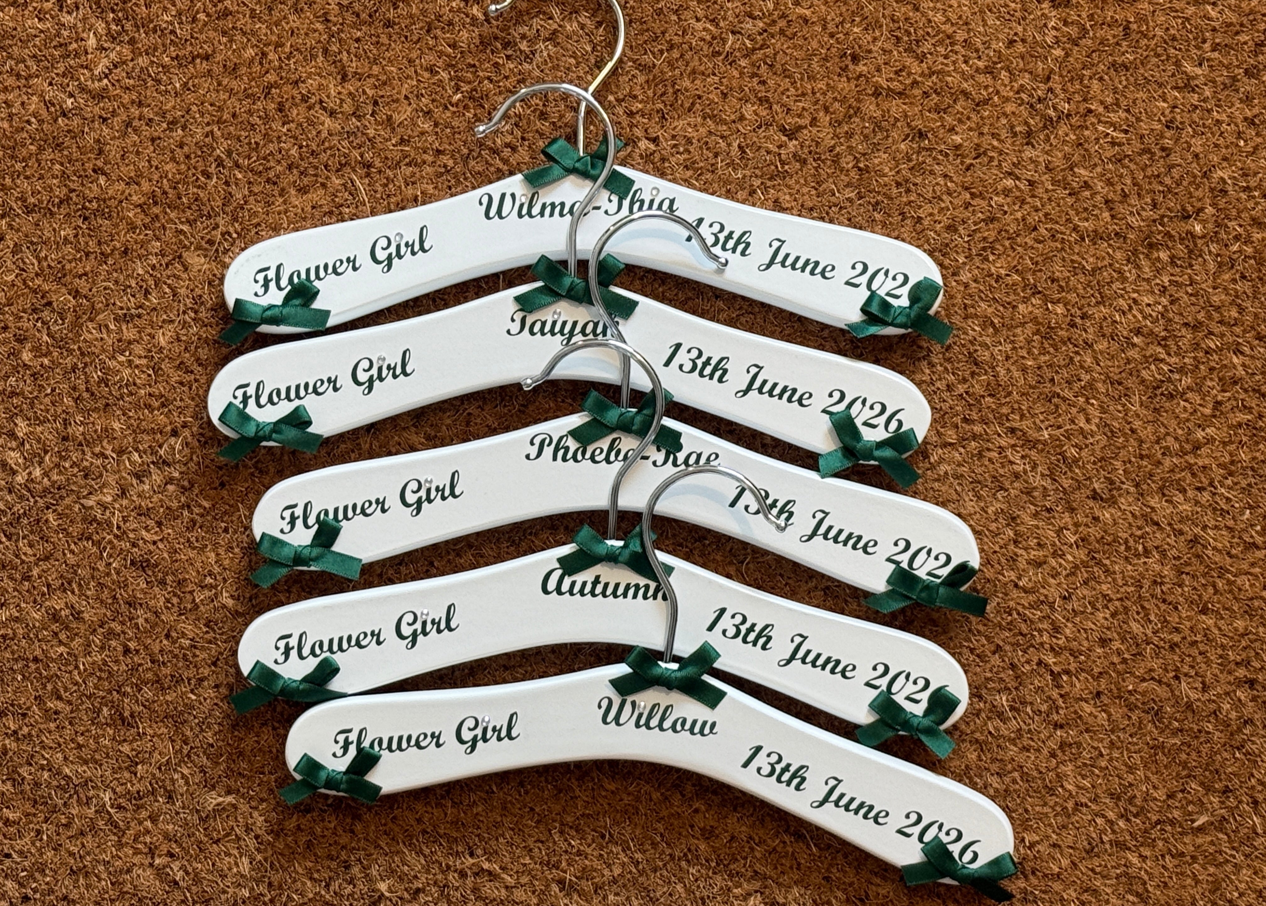 Flower Girl Hanger | Bridal Party Keepsake | Personalised with names, date etc.