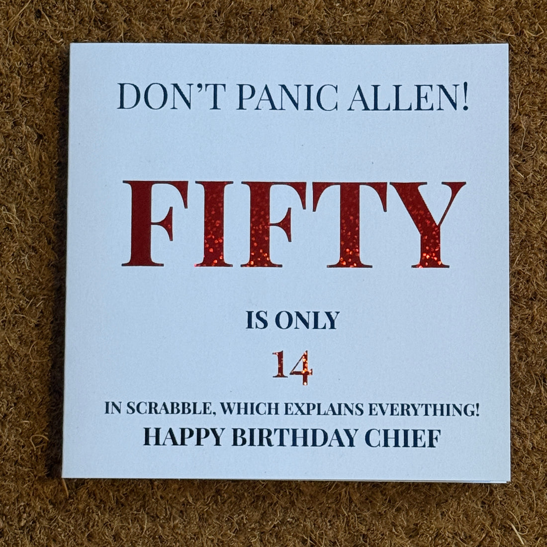 Funny Age Don't Panic Birthday Card | Scrabble Birthday Card | Personalised Age Birthday Card | Milestone Birthday | Comical Card for Him or Her