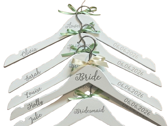 Wedding Hanger - Simple Style - Personalised - Bridal Party Outfit Hangers
