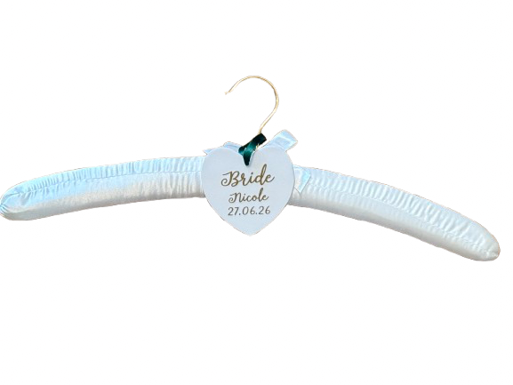 Bridal Satin Wedding Dress Hanger | Personalised Heart | Wedding Keepsake Gift