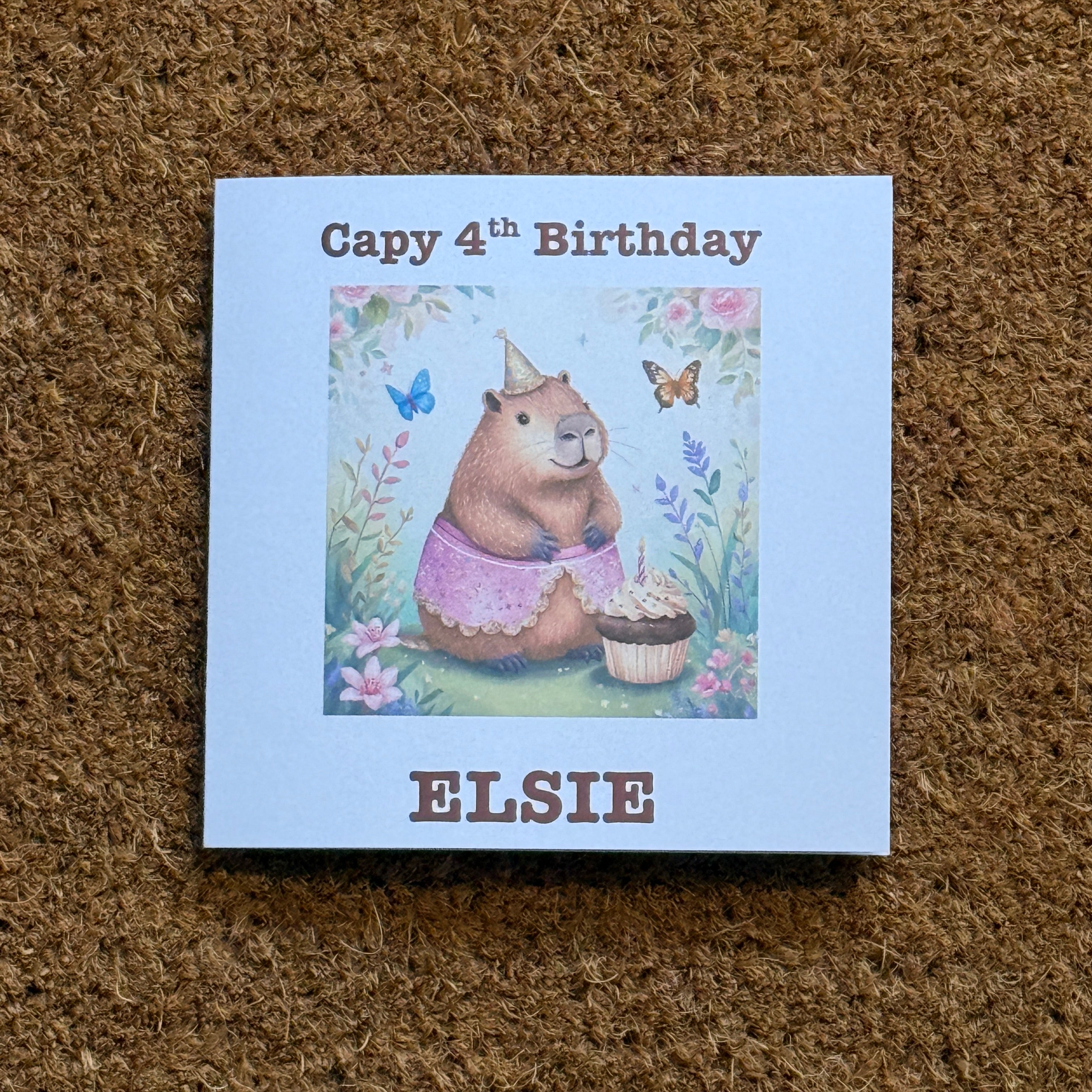 Capy Birthday Capybara Card | Watercolour Style Capybara with optional age | Personalised Foiled Message