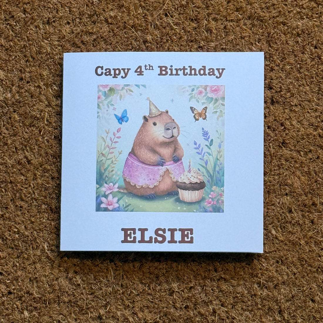 Capy Birthday Capybara Card | Watercolour Style Capybara with optional age | Personalised Foiled Message