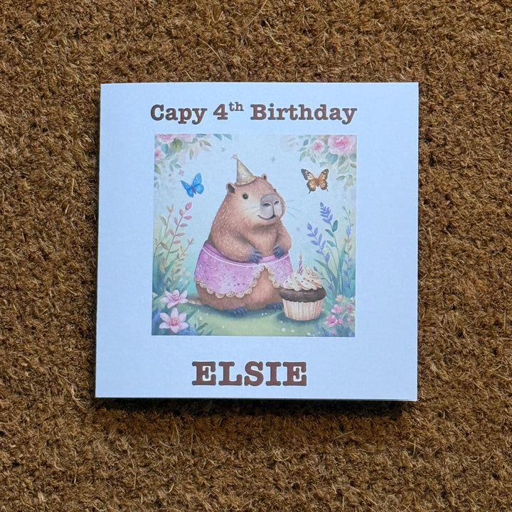 Capy Birthday Capybara Card | Watercolour Style Capybara with optional age | Personalised Foiled Message