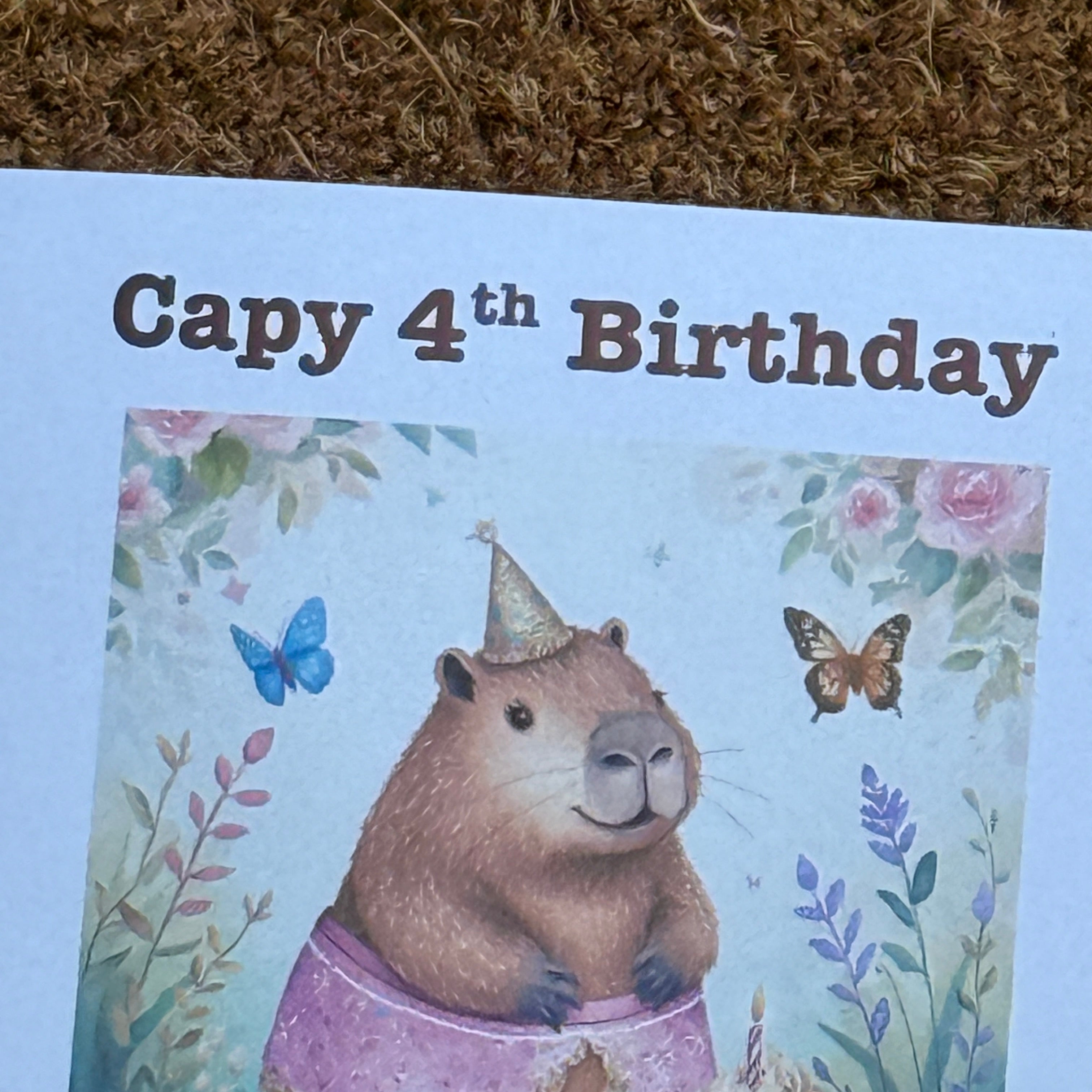 Capy Birthday Capybara Card | Watercolour Style Capybara with optional age | Personalised Foiled Message