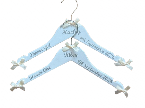 Flower Girl Hanger | Bridal Party Keepsake | Personalised with names, date etc.