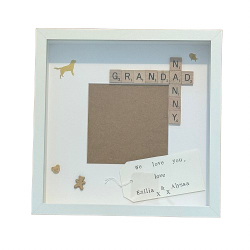 Nanny Grandad Grandparent Letter Tile Box Frame | Personalised Family Names Gift for Grandma, Nana & Grandad
