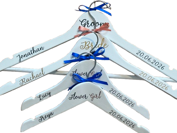 Wedding Hanger - Simple Style - Personalised - Bridal Party Outfit Hangers
