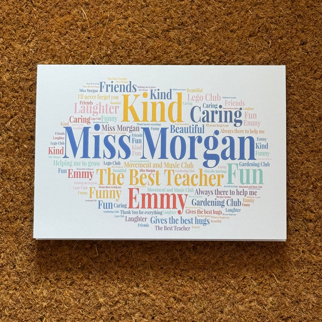 Typography Personalised Word Art Card, Custom Greetings Card