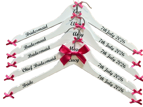 Set of 10 Wedding Hangers | Personalised with name, date, role | Ideal for the Bridal Party
