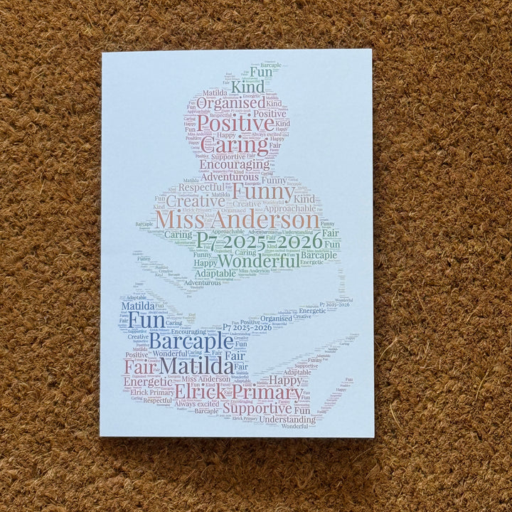 Teacher A4 Framed Print - Thank You Gift - TA, SEN, Support Worker Present - Personalised