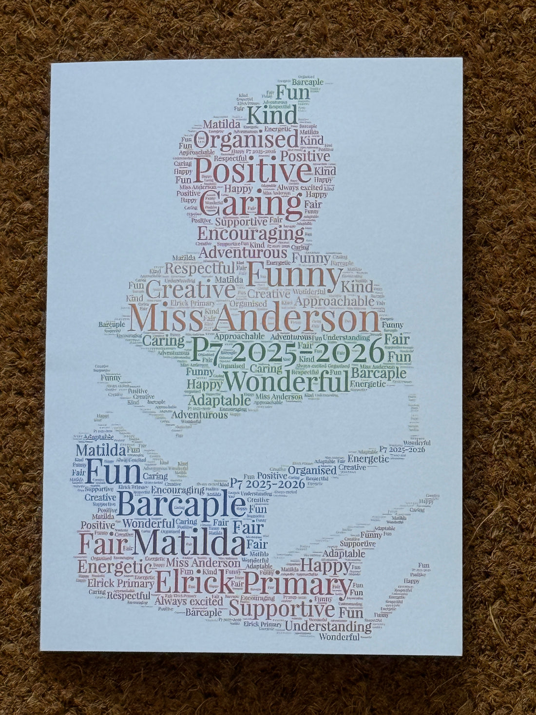 Teacher A4 Framed Print - Thank You Gift - TA, SEN, Support Worker Present - Personalised