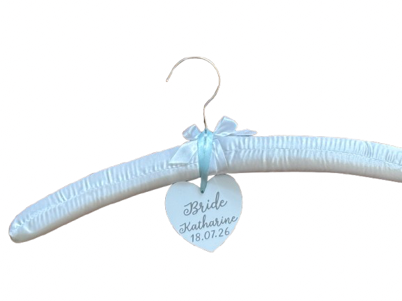 Bridal Satin Wedding Dress Hanger | Personalised Heart | Wedding Keepsake Gift