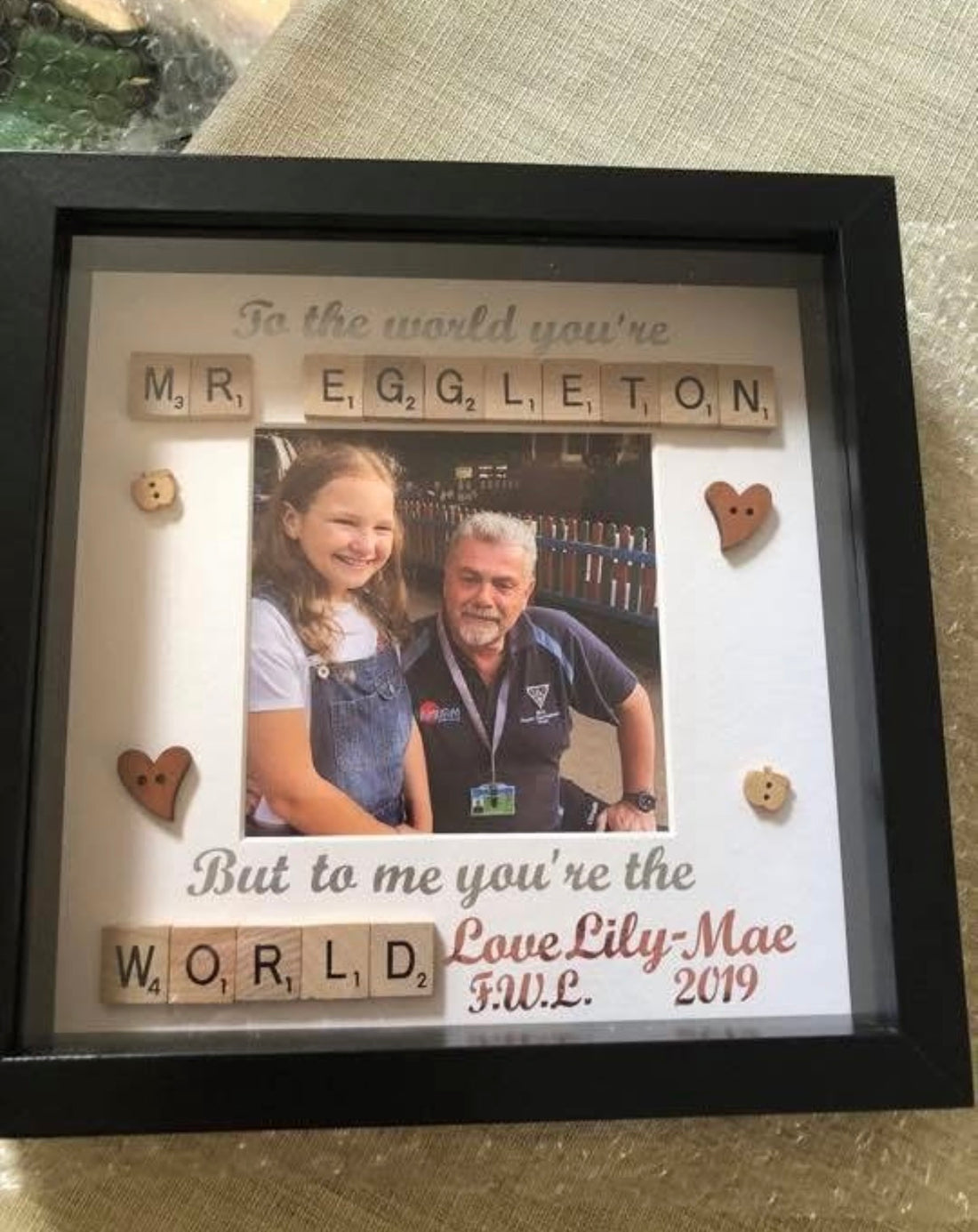 Teacher Letter Tile Personalised Photo Frame - End of year thank you gift.