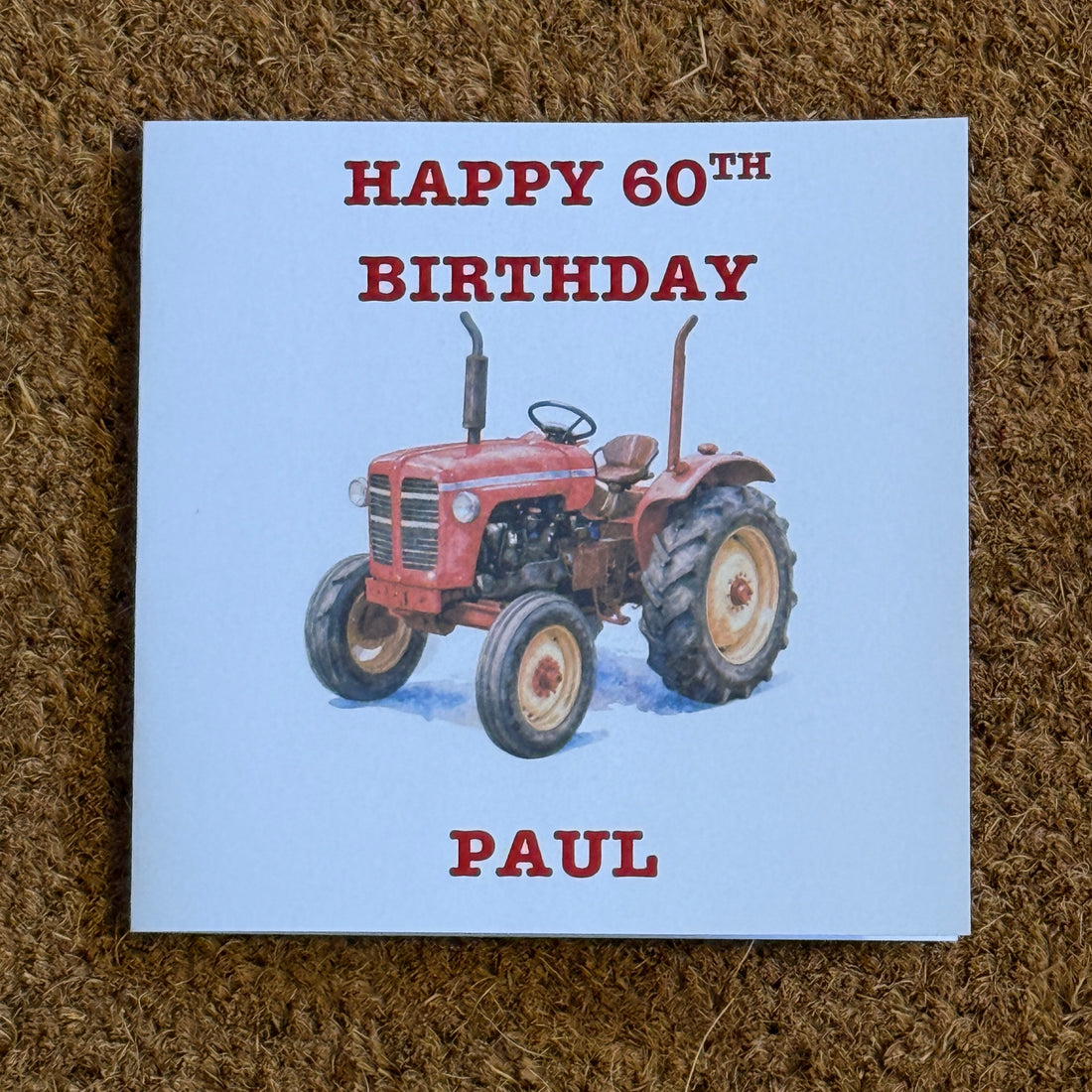 Vintage Red Tractor Birthday or Fathers Day Card | Watercolour Farm Machinery, Personalised Foiled Message