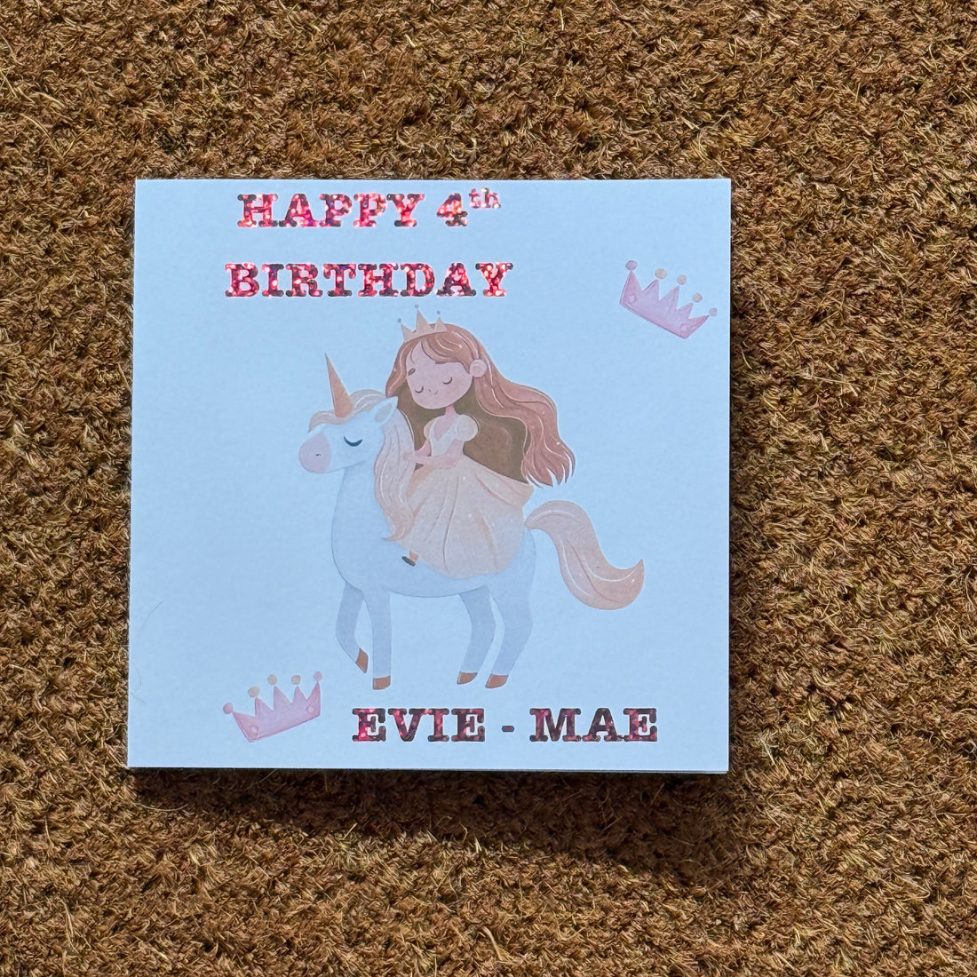 Personalised Unicorn Birthday Card with Foiled Name & Age - Princess Unicorn Card