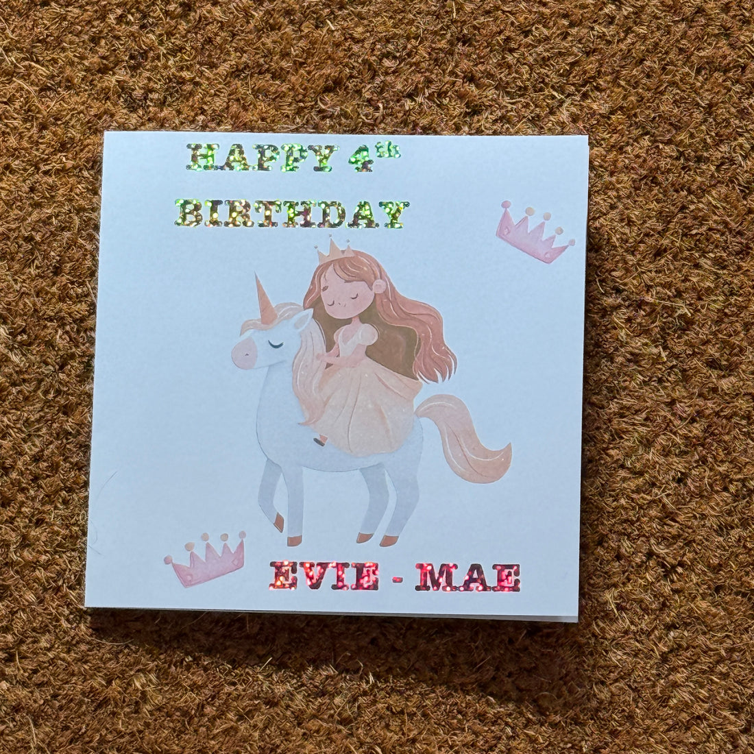 Personalised Unicorn Birthday Card with Foiled Name & Age - Princess Unicorn Card