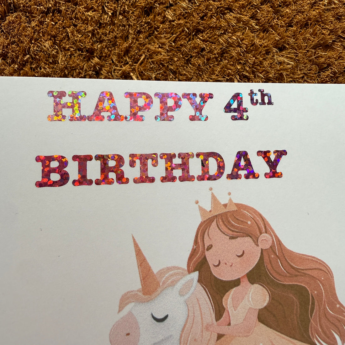 Personalised Unicorn Birthday Card with Foiled Name & Age - Princess Unicorn Card