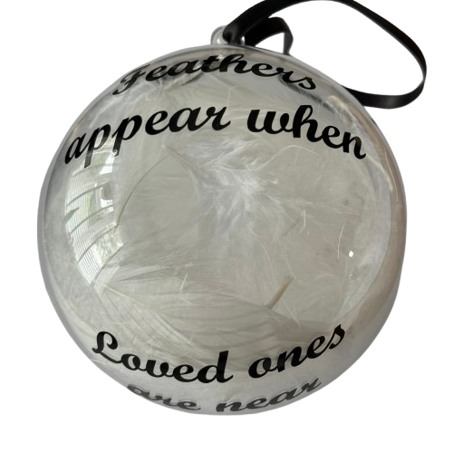 Feathers Appear Memorial Christmas Bauble - Remembrance Ornament - Tree Decoration
