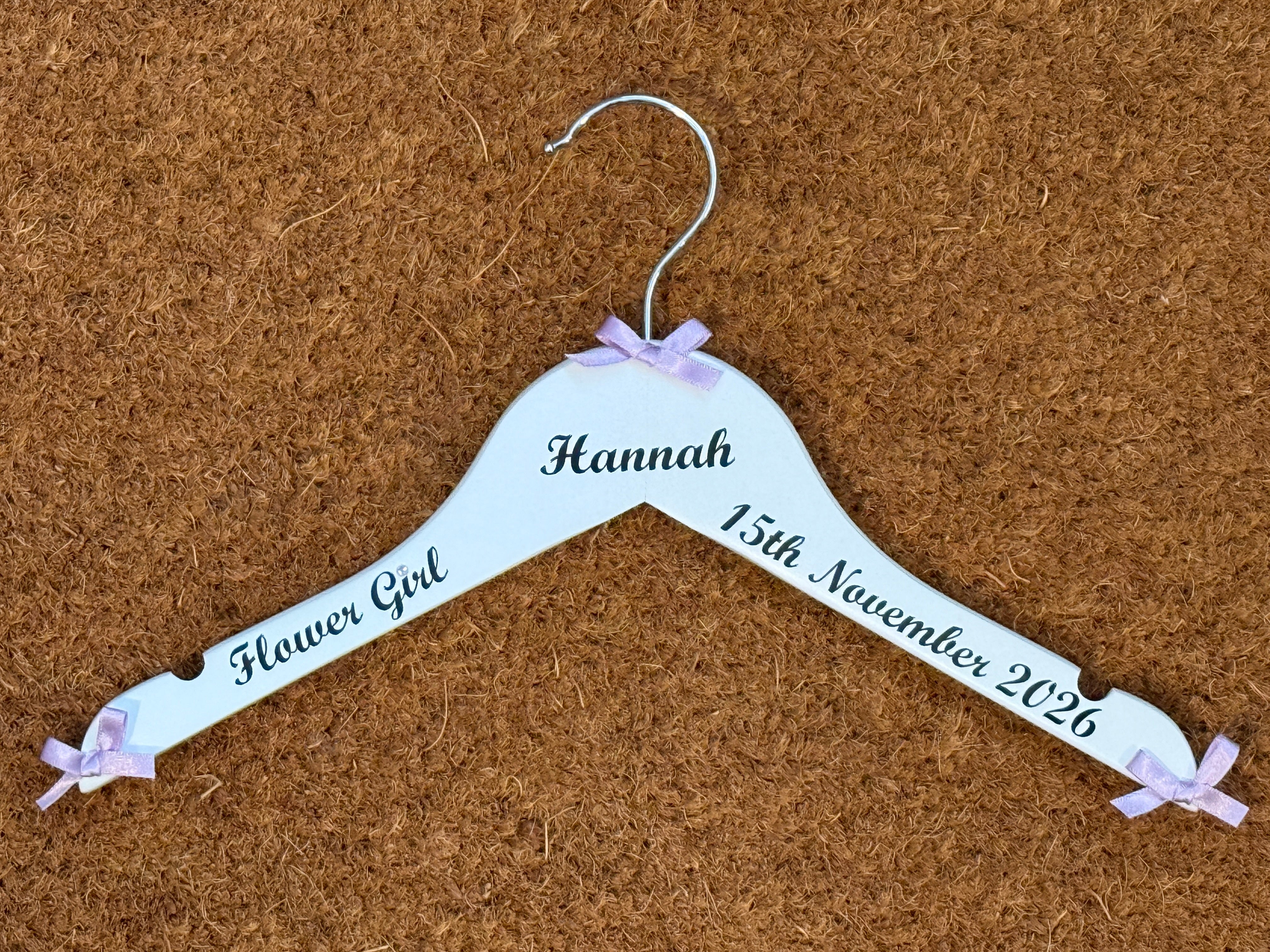 Flower Girl Hanger | Bridal Party Keepsake | Personalised with names, date etc.