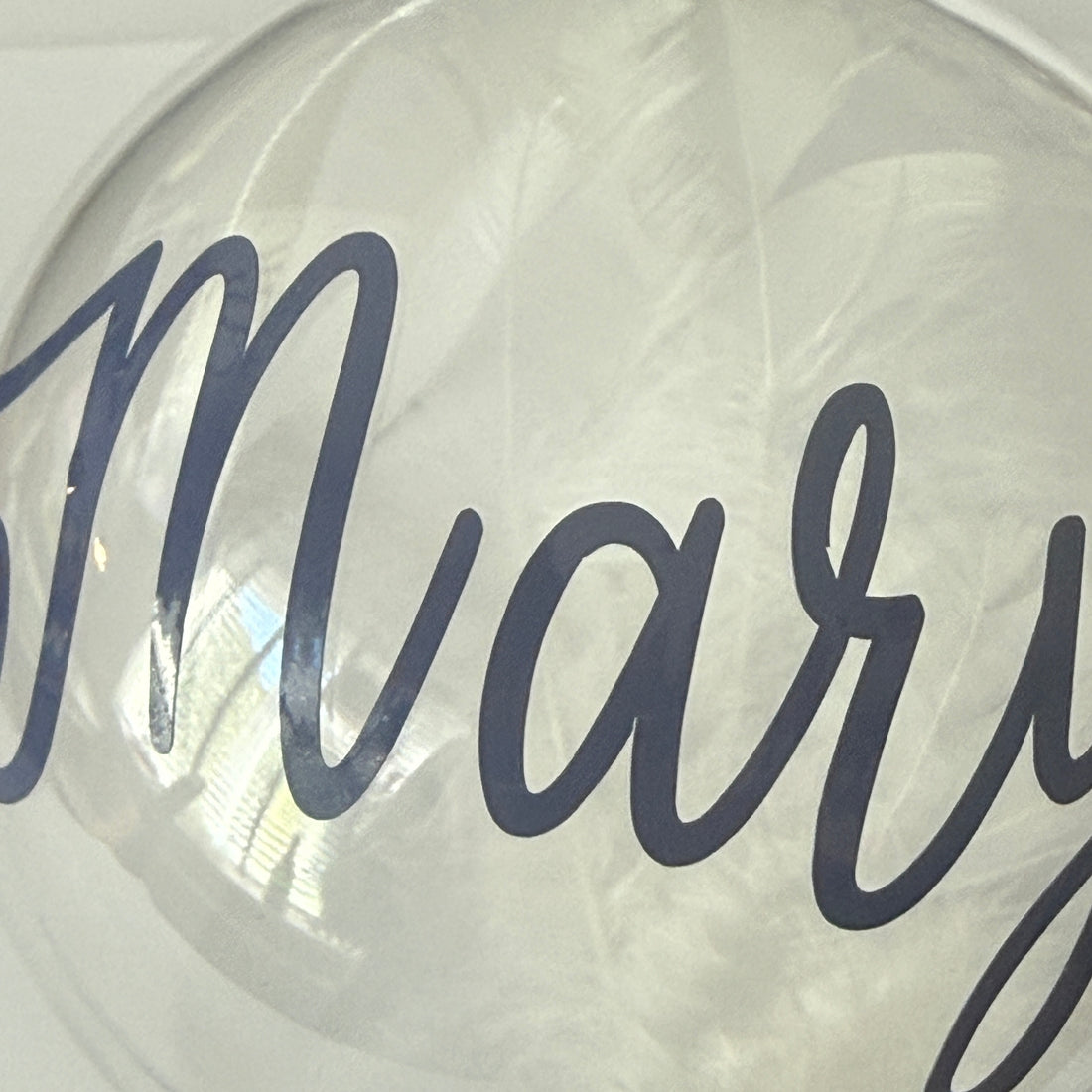 Christmas Memory Bauble, Personalised with name. Feather Ornament