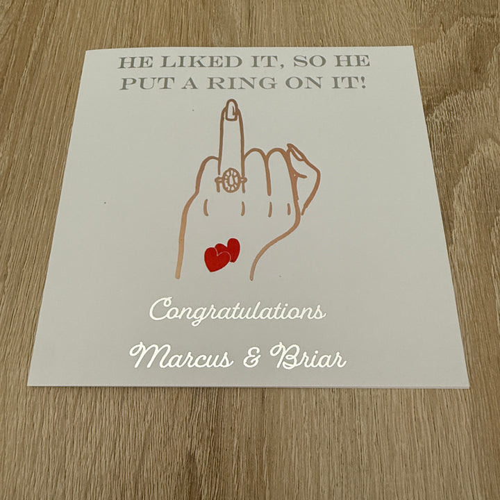 Personalised Engagement Card – Funny Put a Ring on It Foiled Card