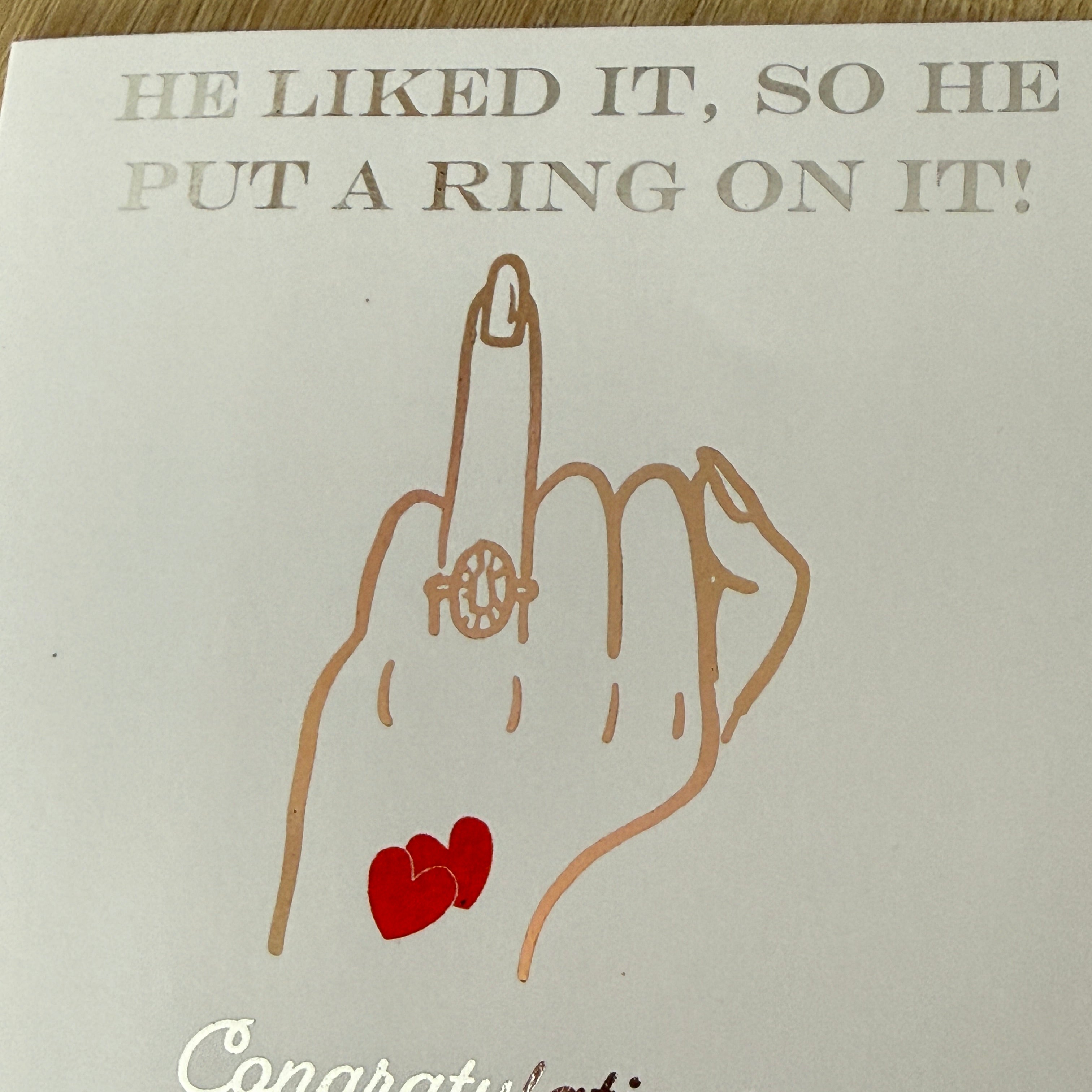 Personalised Engagement Card – Funny Put a Ring on It Foiled Card