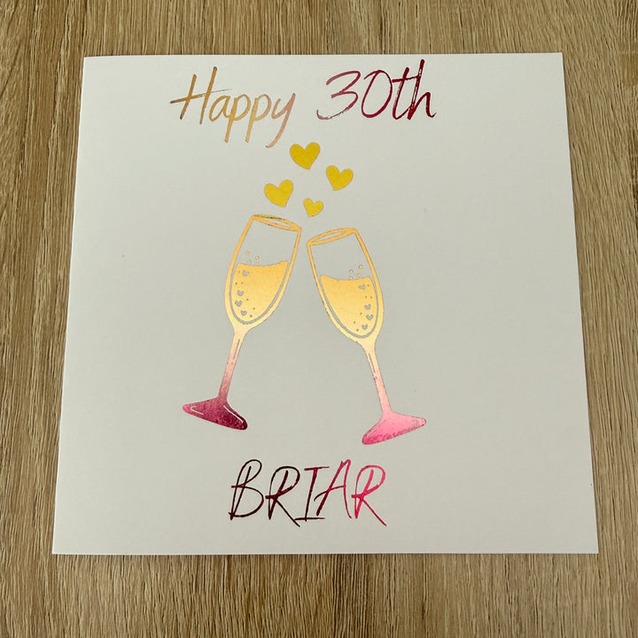 30th Birthday Card | Personalised Foiled Champagne Design