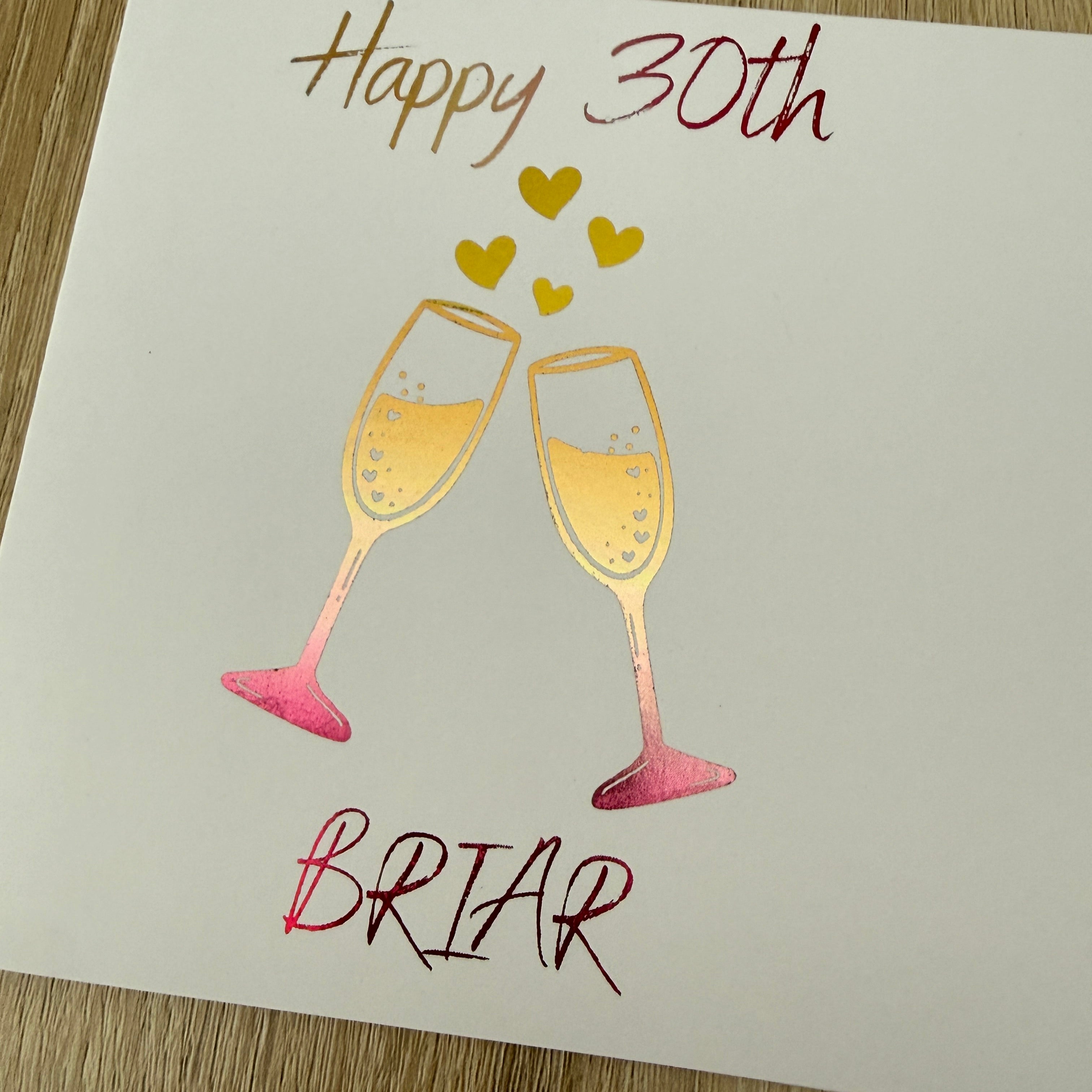 30th Birthday Card | Personalised Foiled Champagne Design