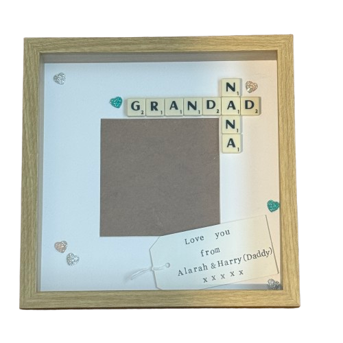 Nanny Grandad Grandparent Letter Tile Box Frame | Personalised Family Names Gift for Grandma, Nana & Grandad
