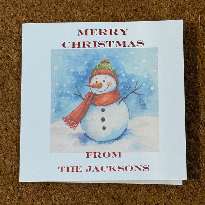Personalised Christmas Card | Foiled Snowman, Robin or Christmas Tree | Family Name Cards