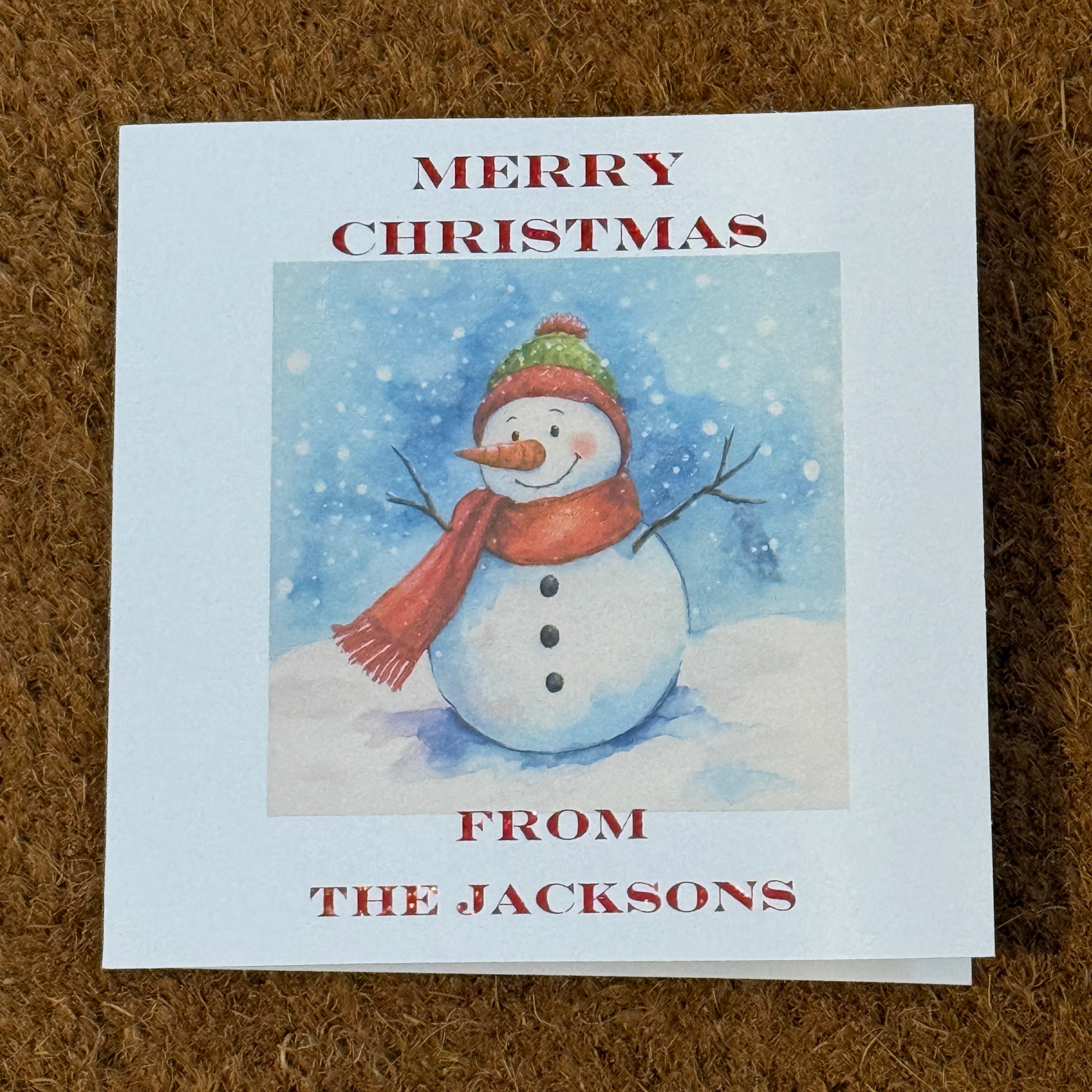 Personalised Christmas Card | Foiled Snowman, Robin or Christmas Tree | Family Name Cards