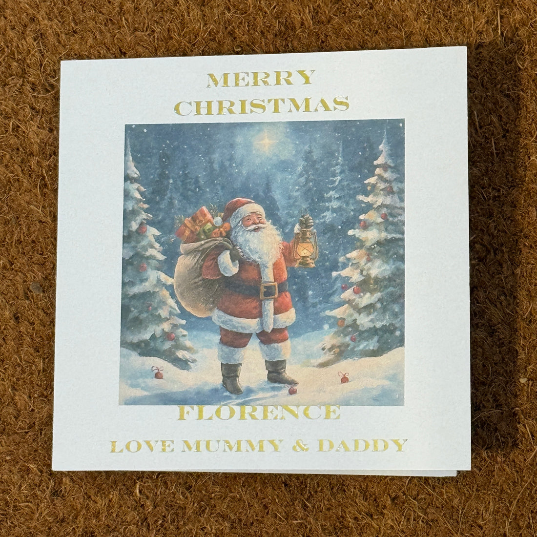 Personalised Father Christmas Card | Foiled Santa Christmas Card for Kids | Childs Card