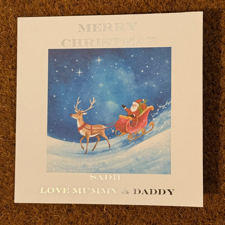 Personalised Father Christmas Card | Foiled Santa Christmas Card for Kids | Childs Card