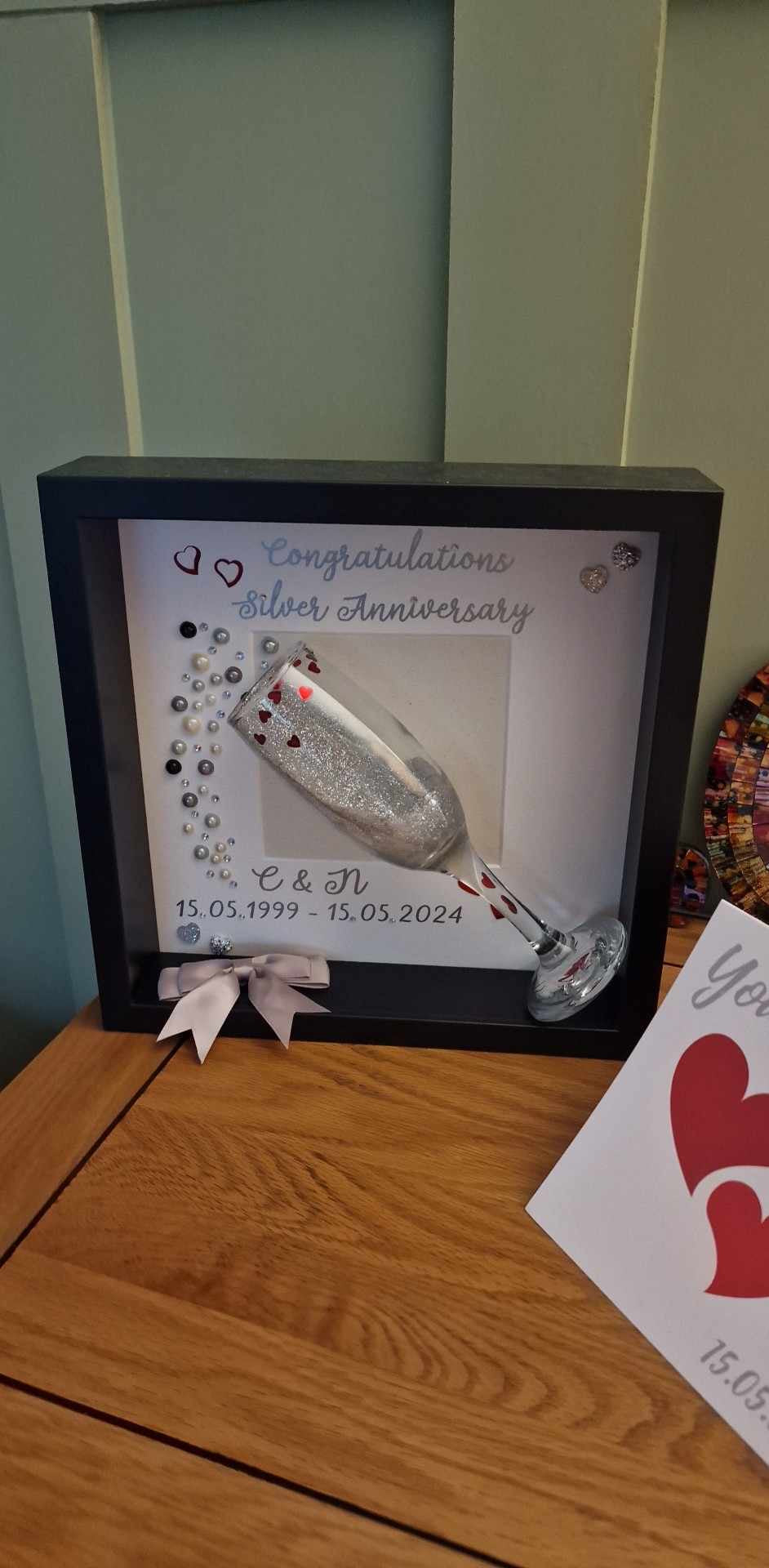 Champagne Flute Wedding Frame - Personalised with names and date.