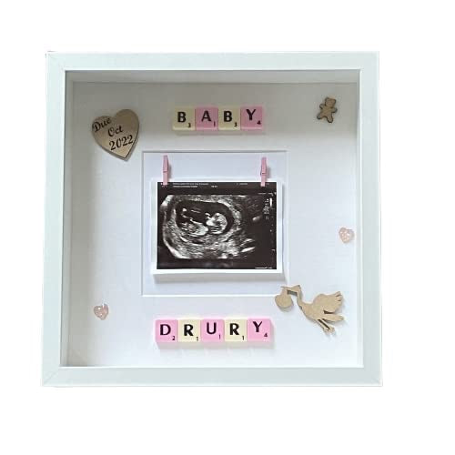 Baby Scan Photo Frame - Personalised with Surname and Due Date - Perfect Memory Keepsake