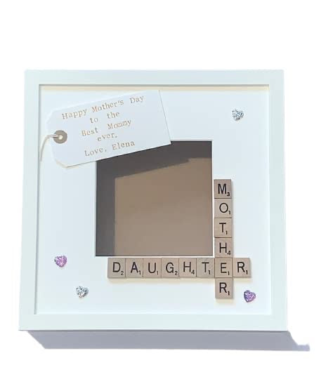 Mother Daughter Scrabble Art Frame, with personalised message. Photo Gift