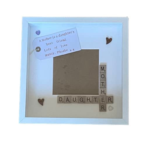 Mother Daughter Scrabble Art Frame, with personalised message. Photo Gift