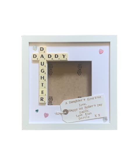 Daddy Daughter Letter Tile Photo Frame with personalised message.