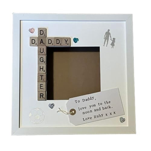 Daddy Daughter Letter Tile Photo Frame with personalised message.