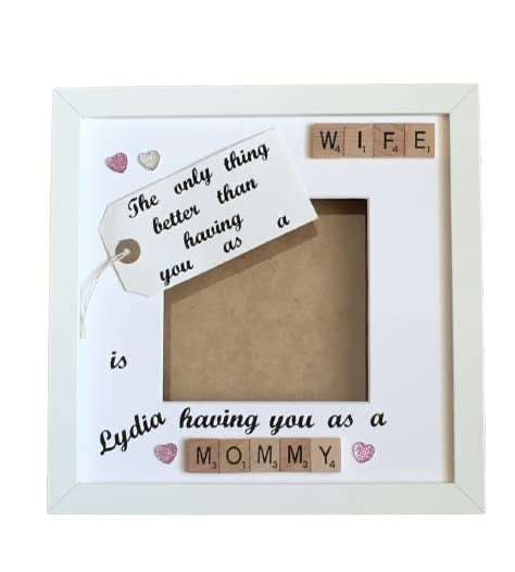 Wife to Mummy - Only thing better Scrabble Art Photo Frame - Personalised with name.