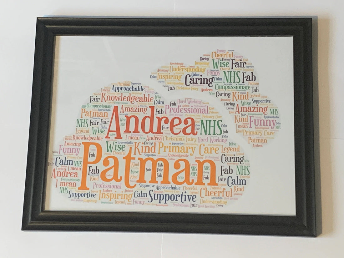 Custom Word Art A3 Framed Print - Your choice of shape and your words create the picture.