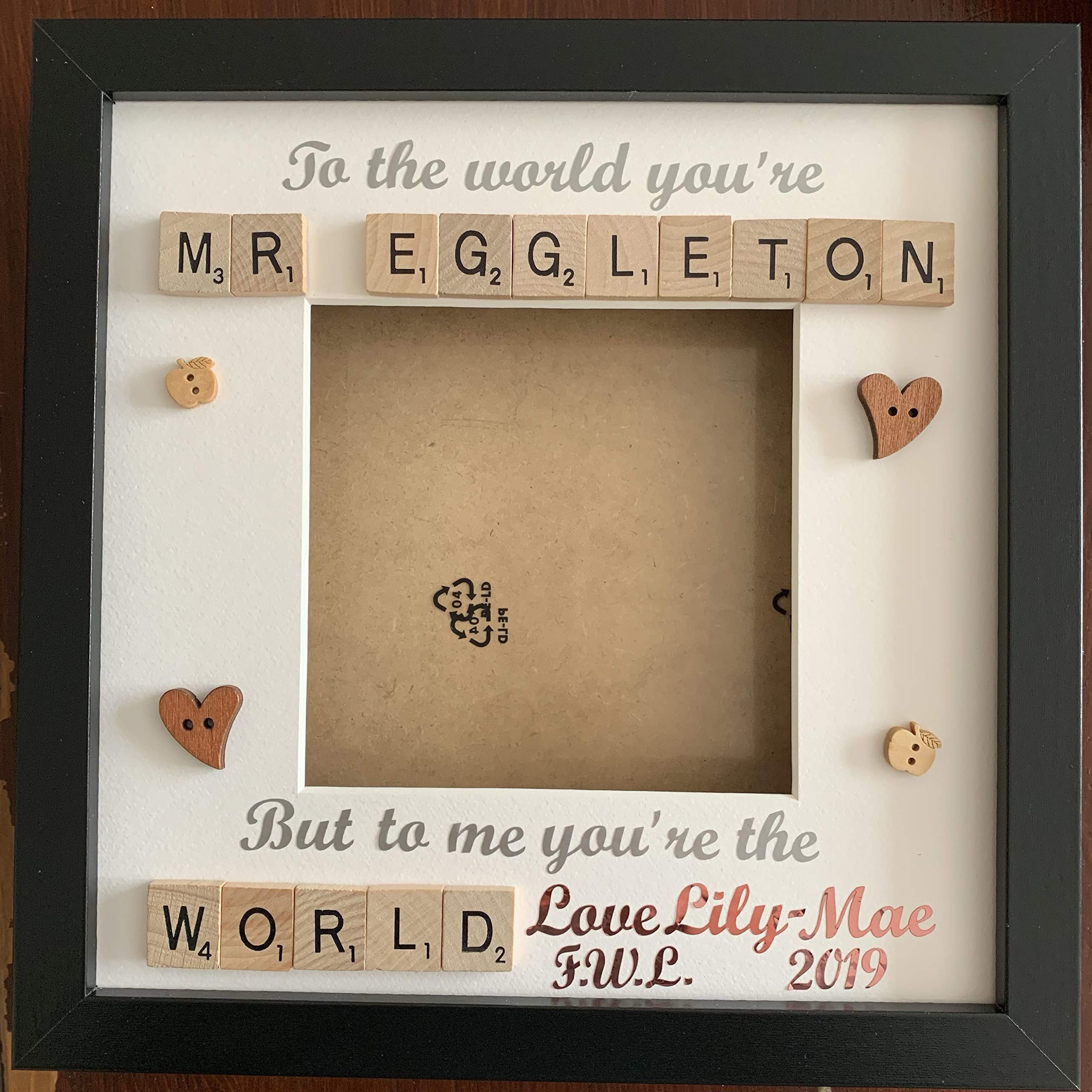 Teacher Letter Tile Personalised Photo Frame - End of year thank you gift.