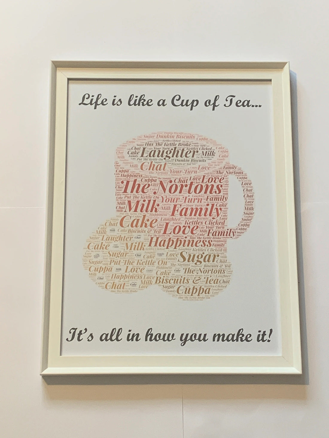 Custom Word Art A3 Framed Print - Your choice of shape and your words create the picture.