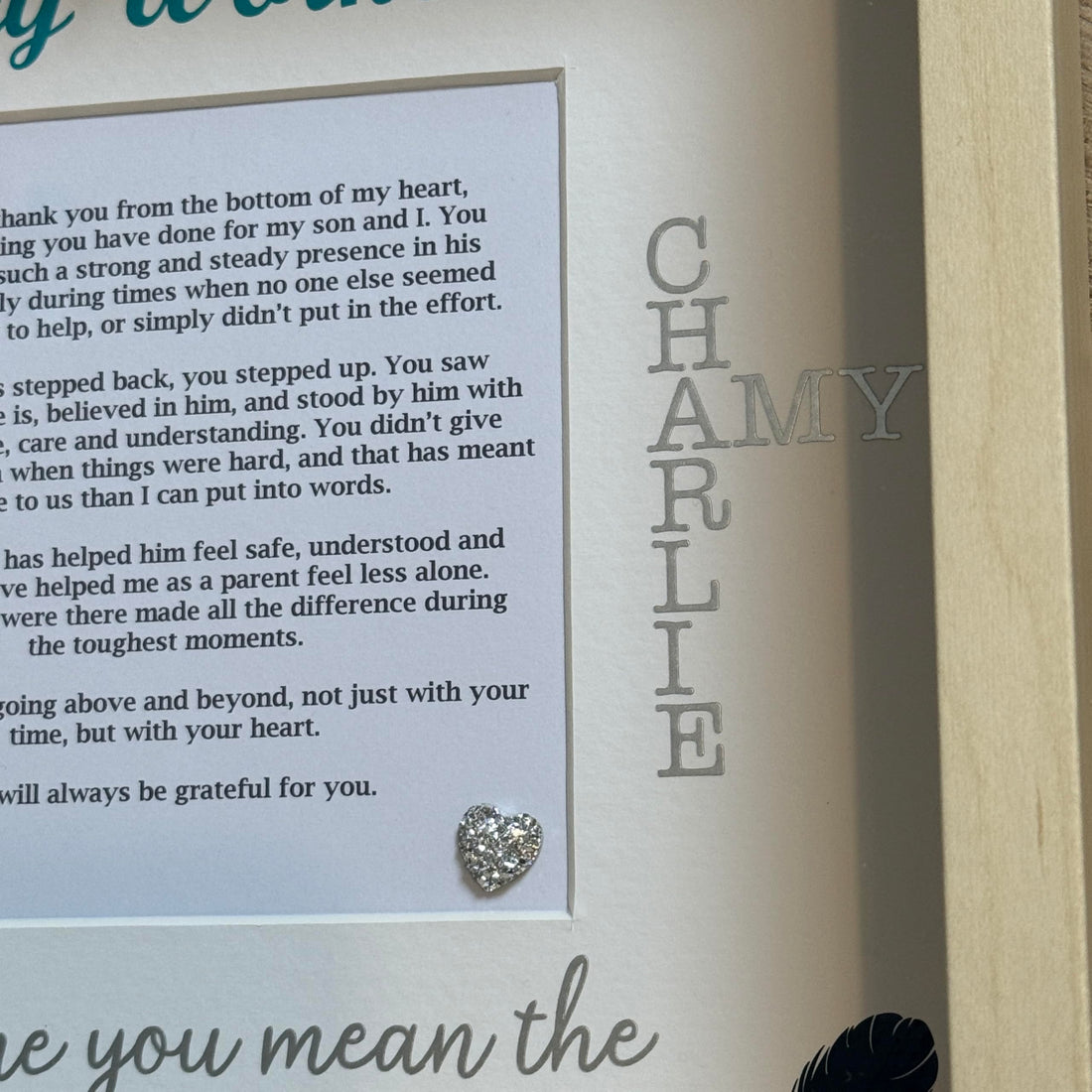 Teacher Letter Tile Personalised Photo Frame - End of year thank you gift.