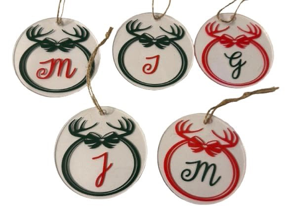 Antler Initial Bauble – Personalised Christmas Ornament