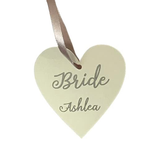 Wedding Hanger Heart, Personalised with name, role and date.  Bridal Party Hanger Tag Keepsake