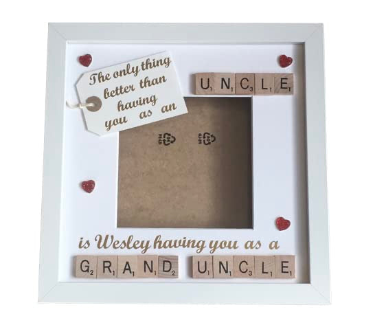 Great Uncle - Uncle Letter Tile Photo Frame - Personalised with name and decor.
