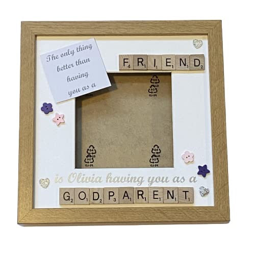 Godfather Friend Letter Tile Photo Frame - Perfect Christening GIft.
