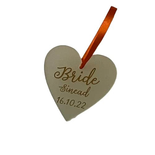 Wedding Hanger Heart, Personalised with name, role and date.  Bridal Party Hanger Tag Keepsake