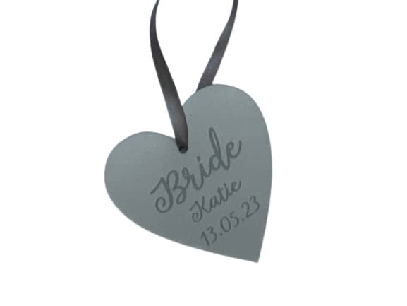 Wedding Hanger Heart, Personalised with name, role and date.  Bridal Party Hanger Tag Keepsake